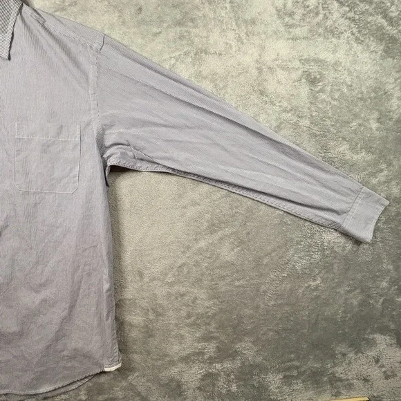 Ermenegildo Zegna Men's XL‎ Dress Shirt Blue/Gray Striped LS SEE DESCRIPTION - Picture 11 of 16